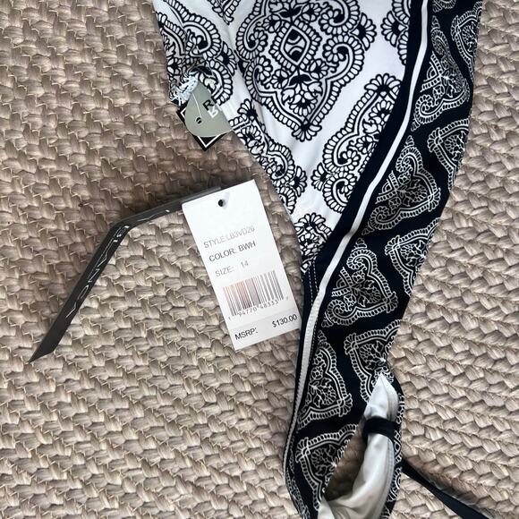 La Blanca Plunge One Piece Swimsuit Sz 14 - Picture 4 of 5
